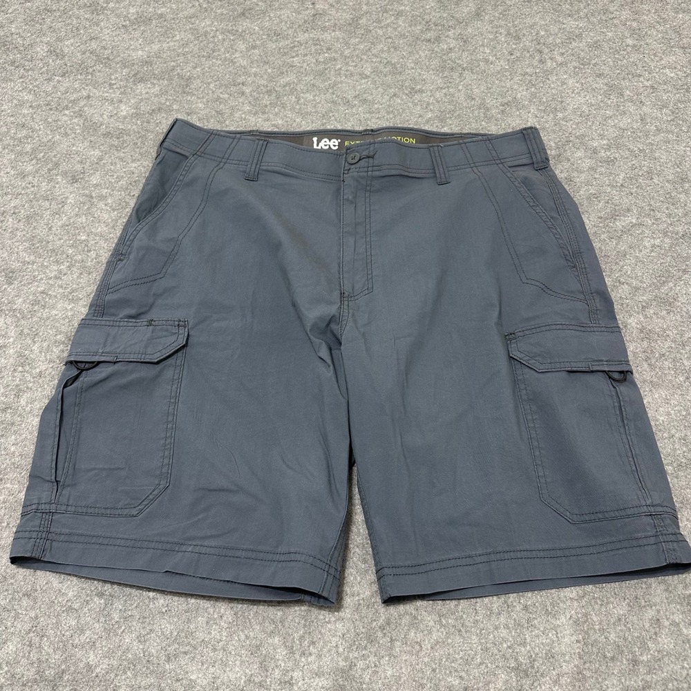 Lee Cargo Shorts Mens 38 Navy Blue Extreme Motion 10" Inseam Stretch